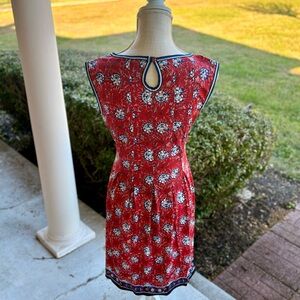 MAX STUDIO || Red White Blue Floral Fit & Flare Dress